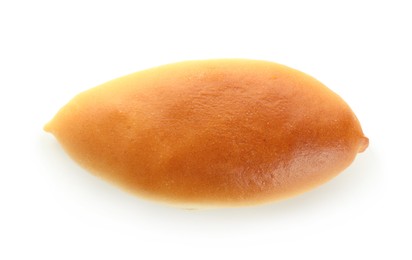 Photo of One tasty baked patty isolated on white, top view