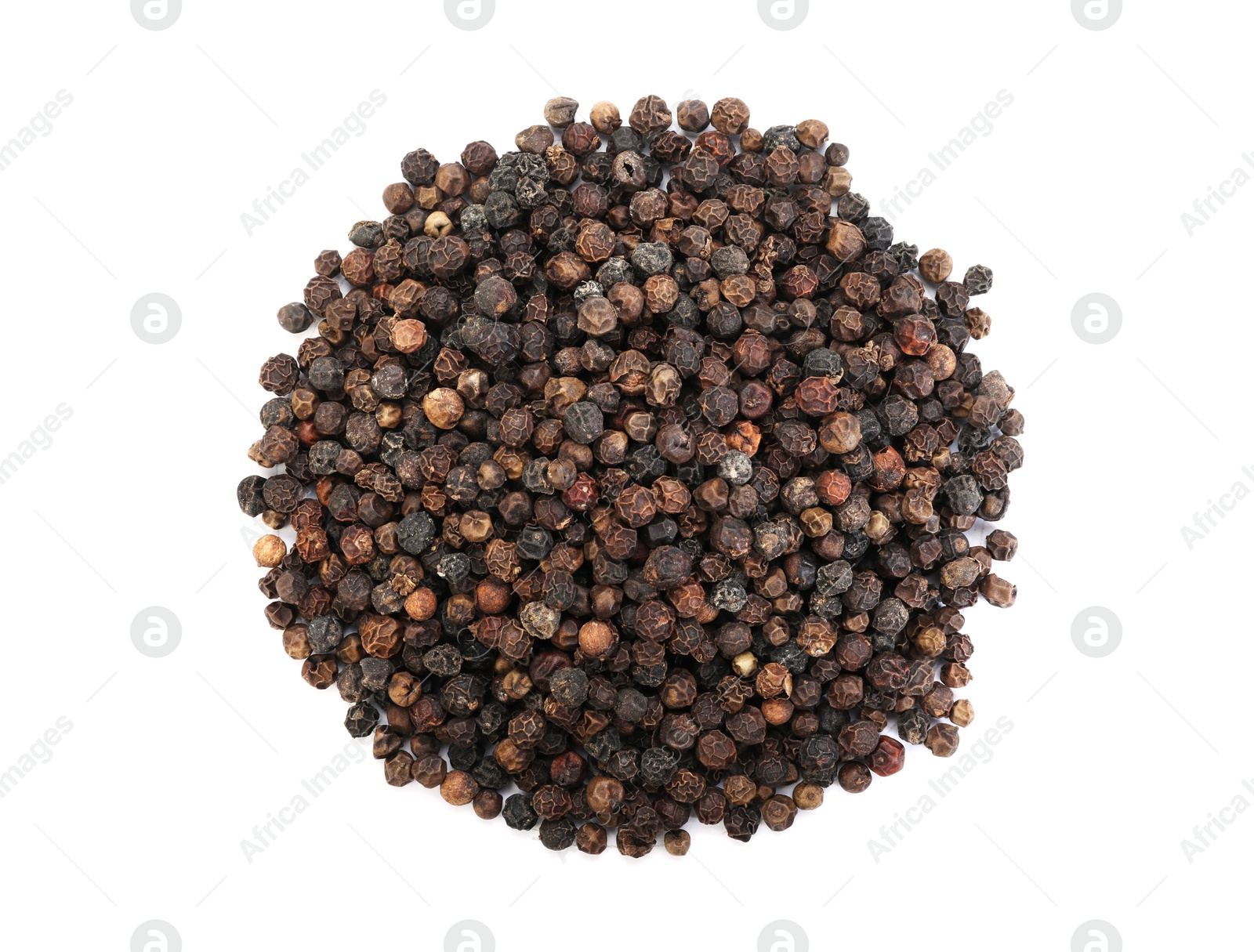 Pile of aromatic peppercorns isolated on white, top view Photo of Pile of aromatic peppercorns isolated on white, top view