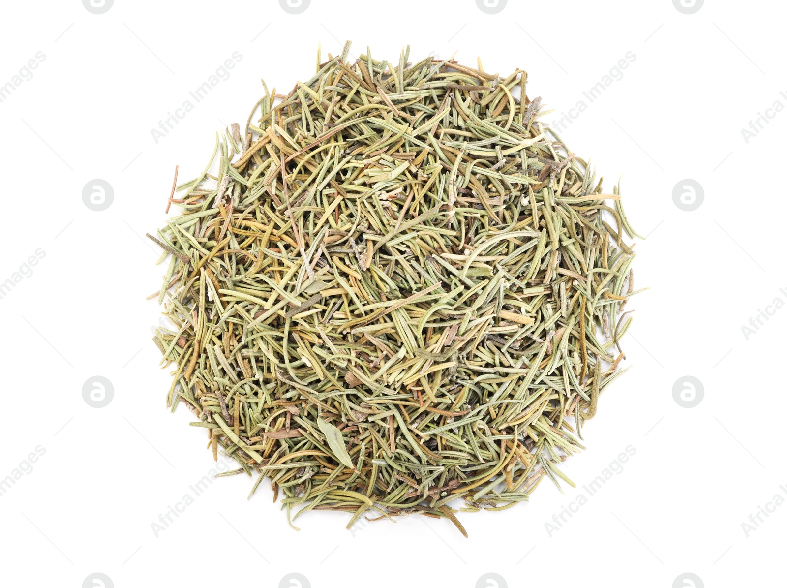 Pile of aromatic dry rosemary isolated on white, top view Photo of Pile of aromatic dry rosemary isolated on white, top view