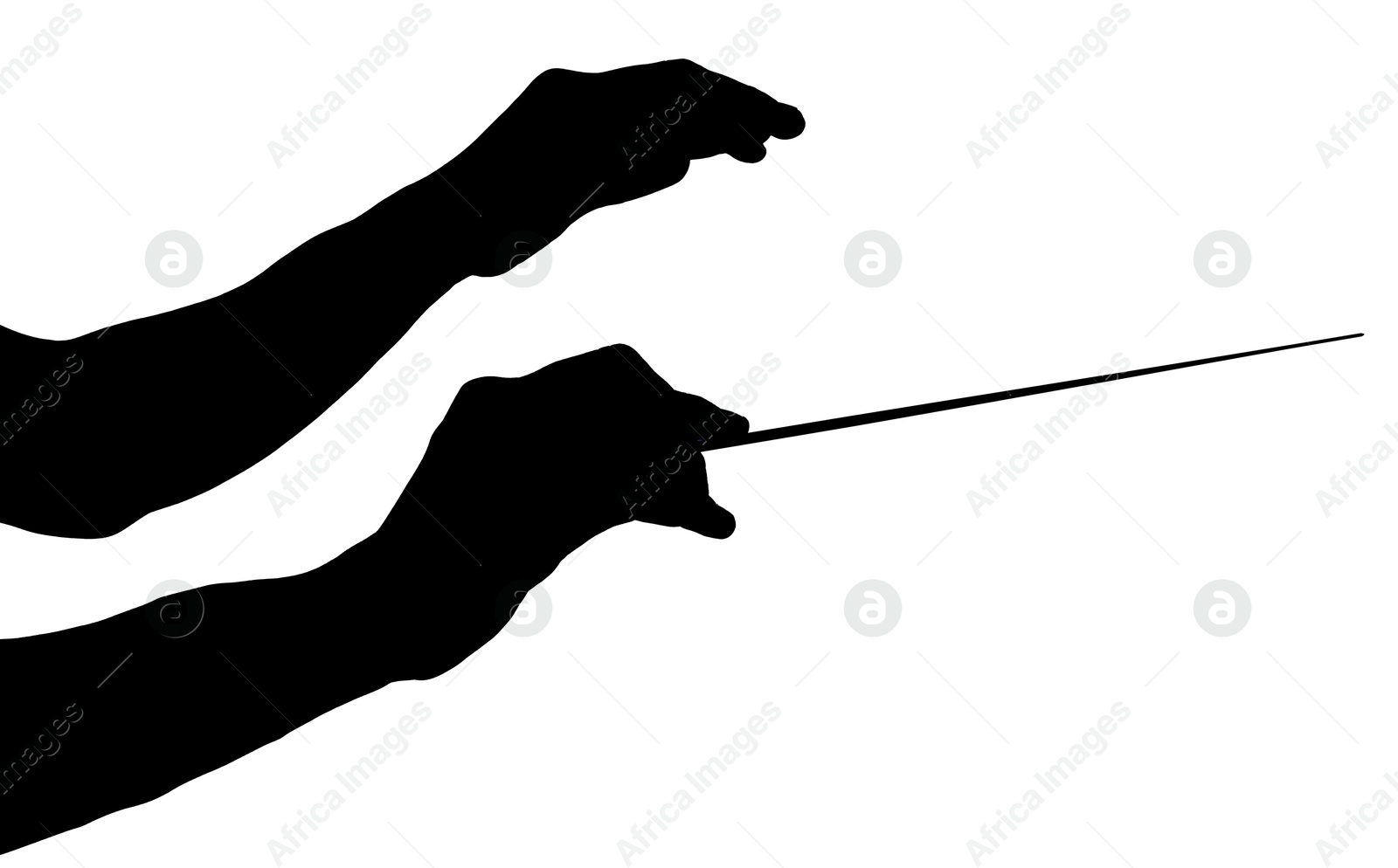 Silhouette of conductor with baton on white background, closeup Photo of Silhouette of conductor with baton on white background, closeup