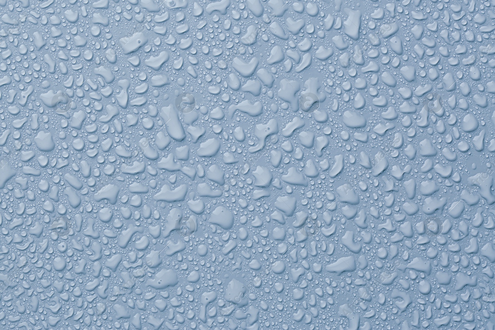 Many water drops on light blue background Image of Many water drops on light blue background