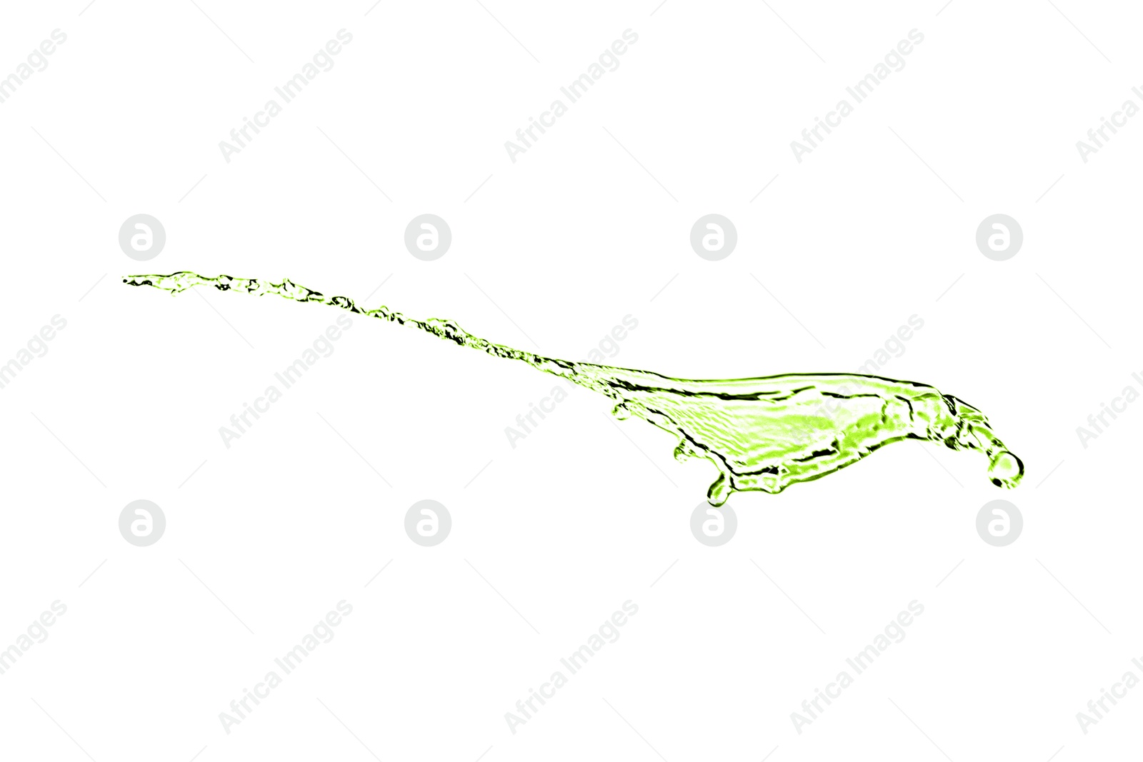 Splash of green water in air on white background Image of Splash of green water in air on white background