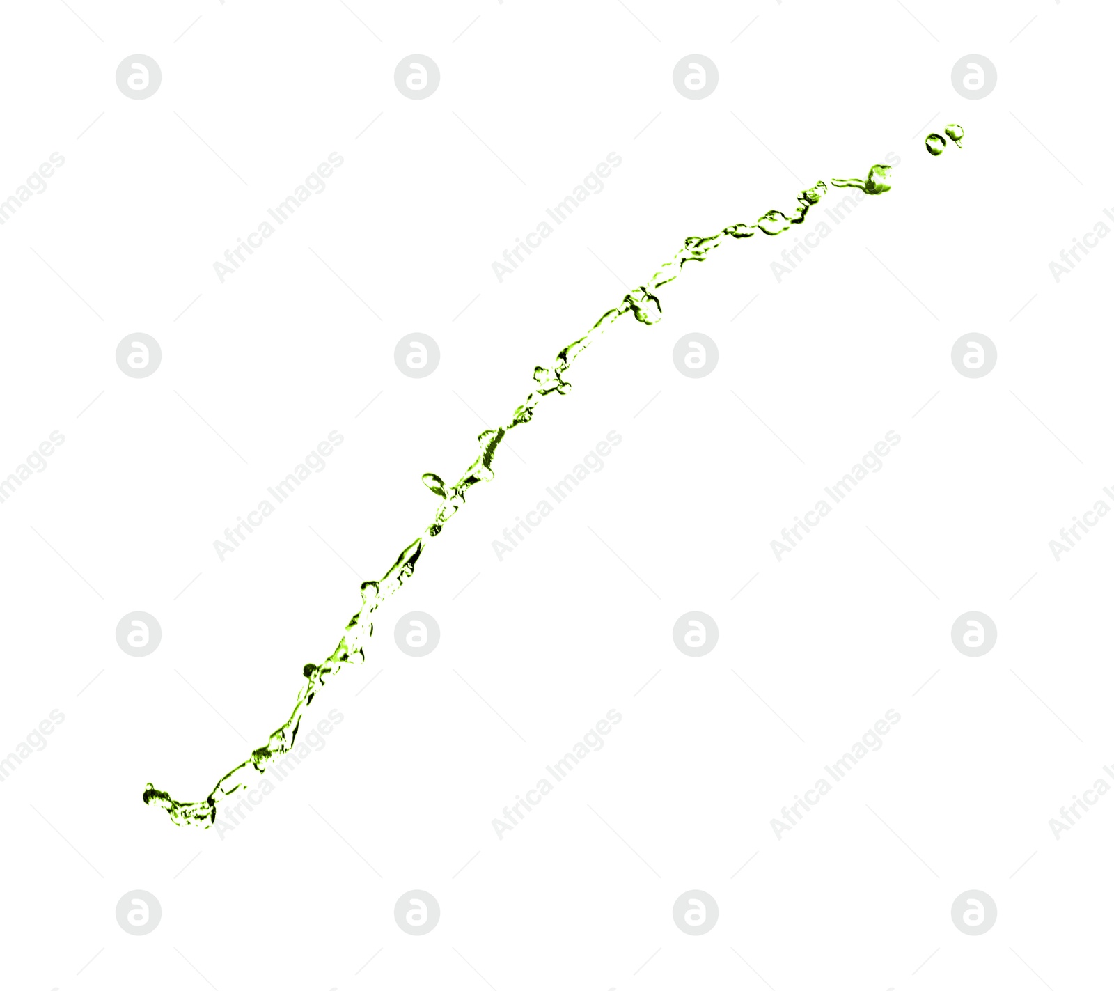Splash of green water in air on white background Image of Splash of green water in air on white background