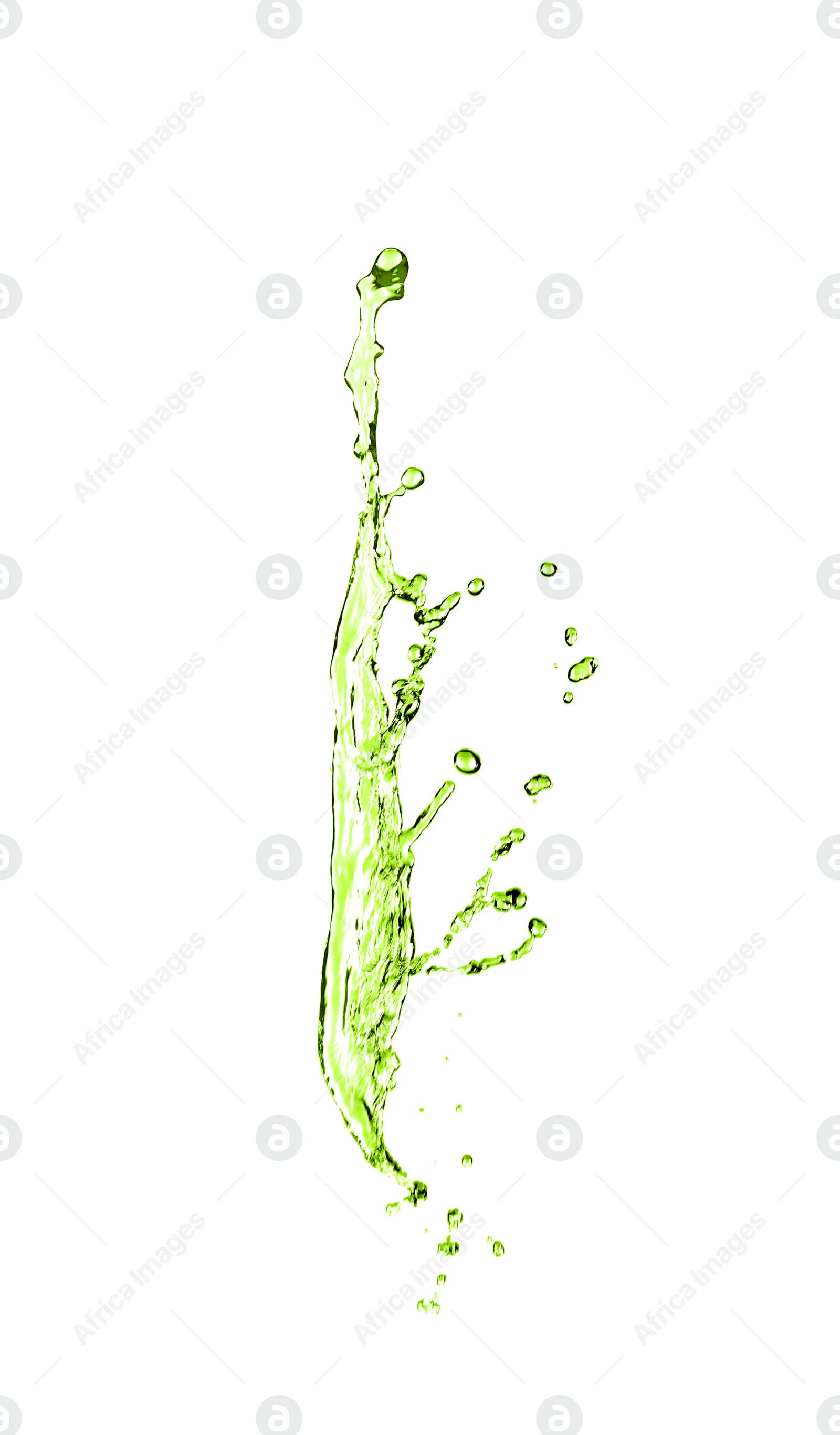 Splash of green water in air on white background Image of Splash of green water in air on white background