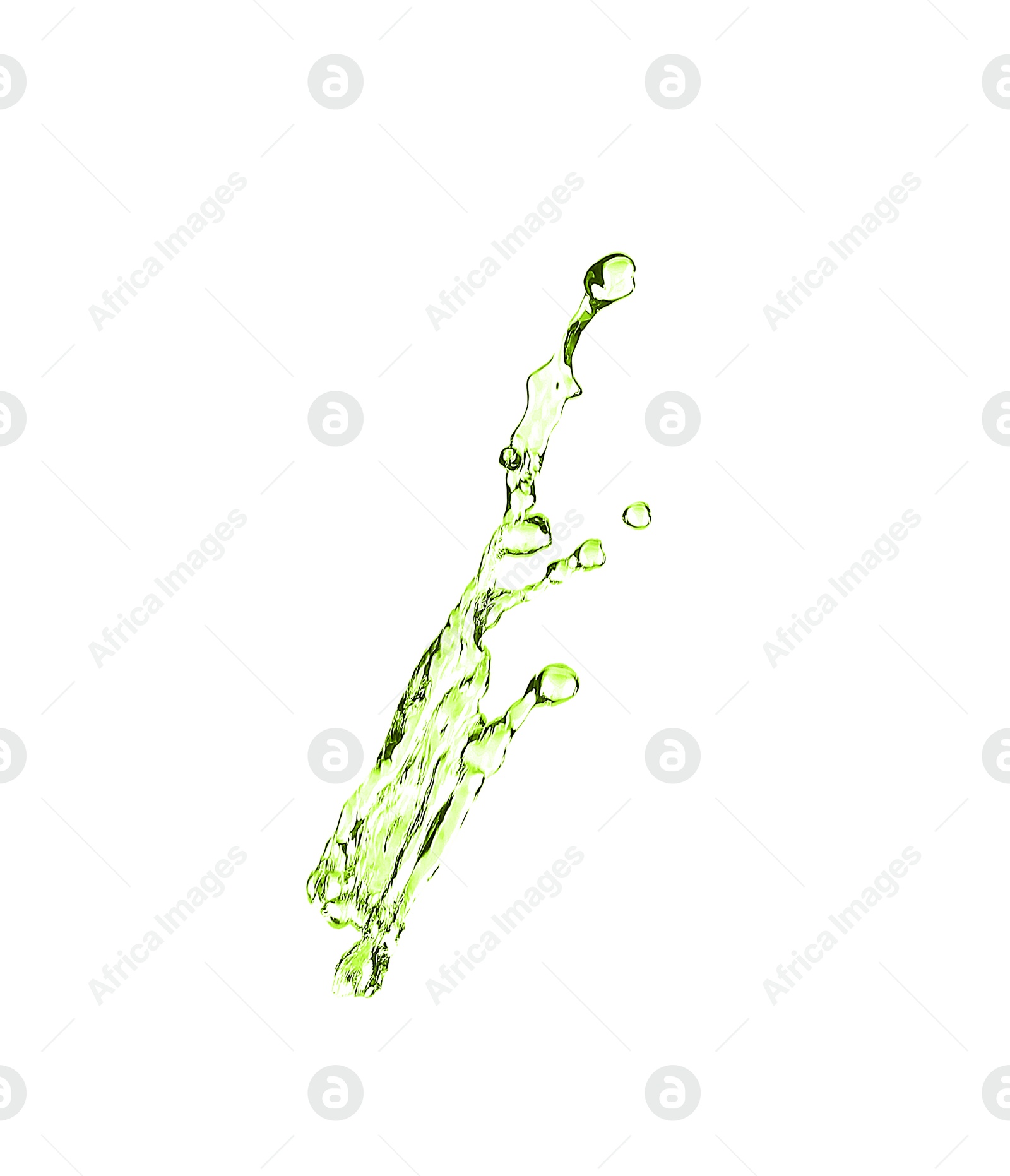 Splash of green water in air on white background Image of Splash of green water in air on white background
