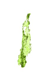 Image of Splash of green water in air on white background