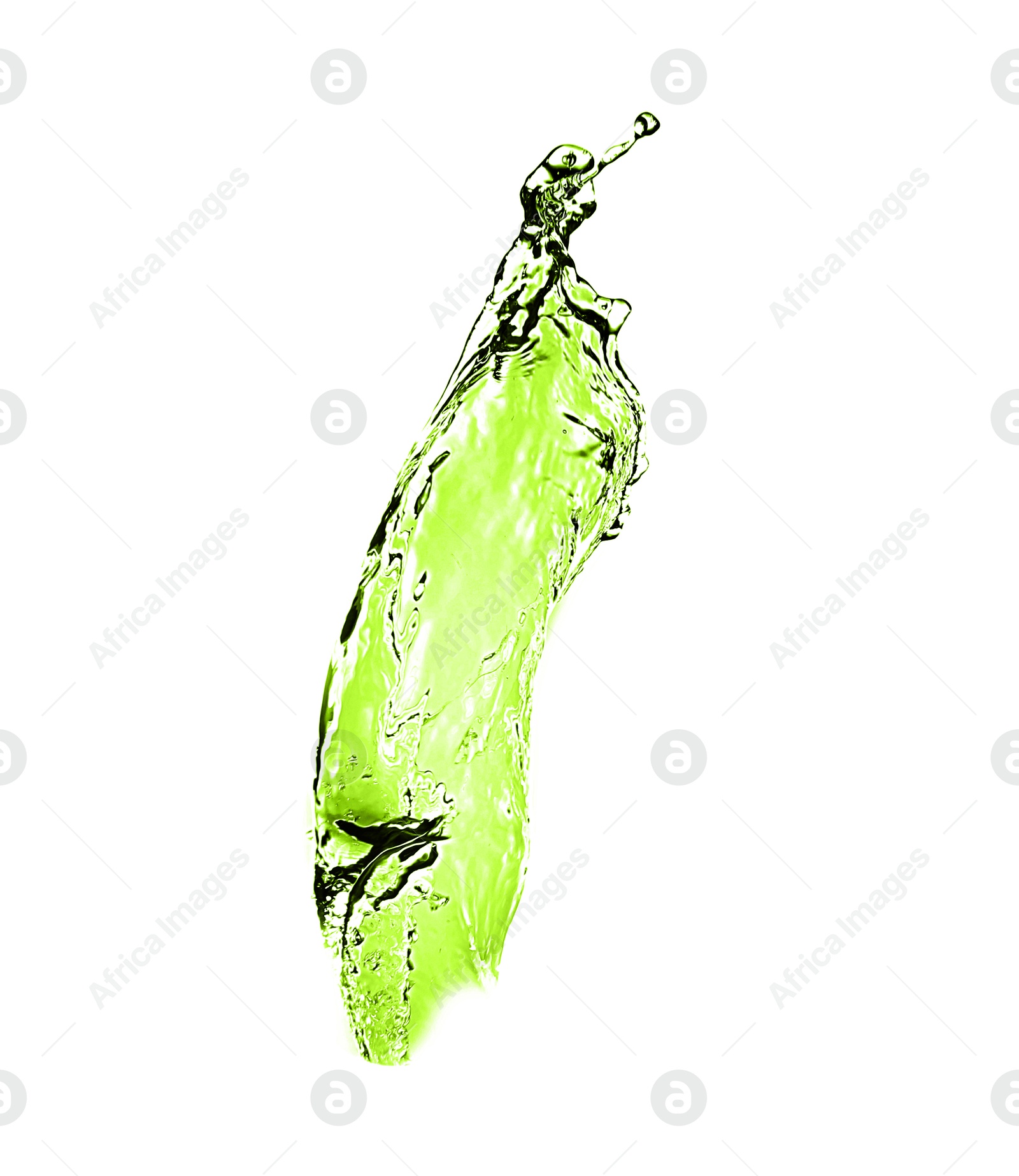 Splash of green water in air on white background Image of Splash of green water in air on white background