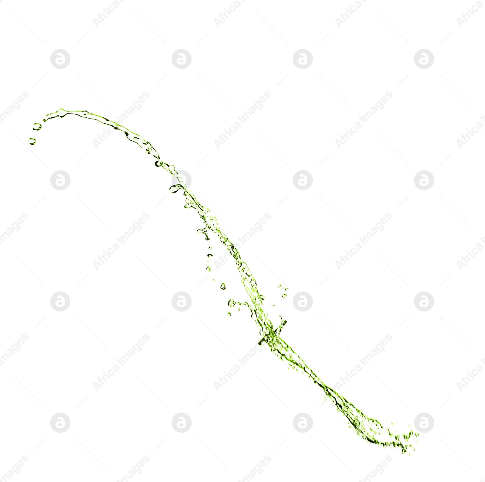 Splash of green water in air on white background Image of Splash of green water in air on white background