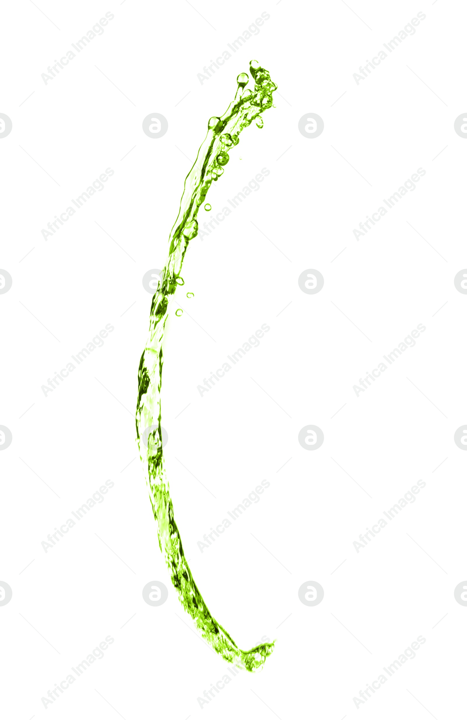 Splash of green water in air on white background Image of Splash of green water in air on white background