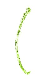Image of Splash of green water in air on white background