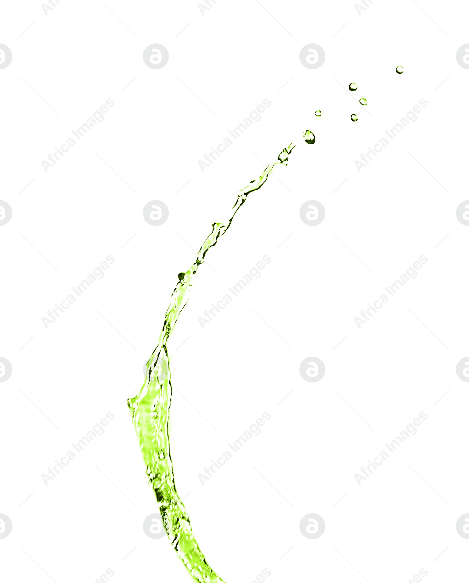 Splash of green water in air on white background Image of Splash of green water in air on white background