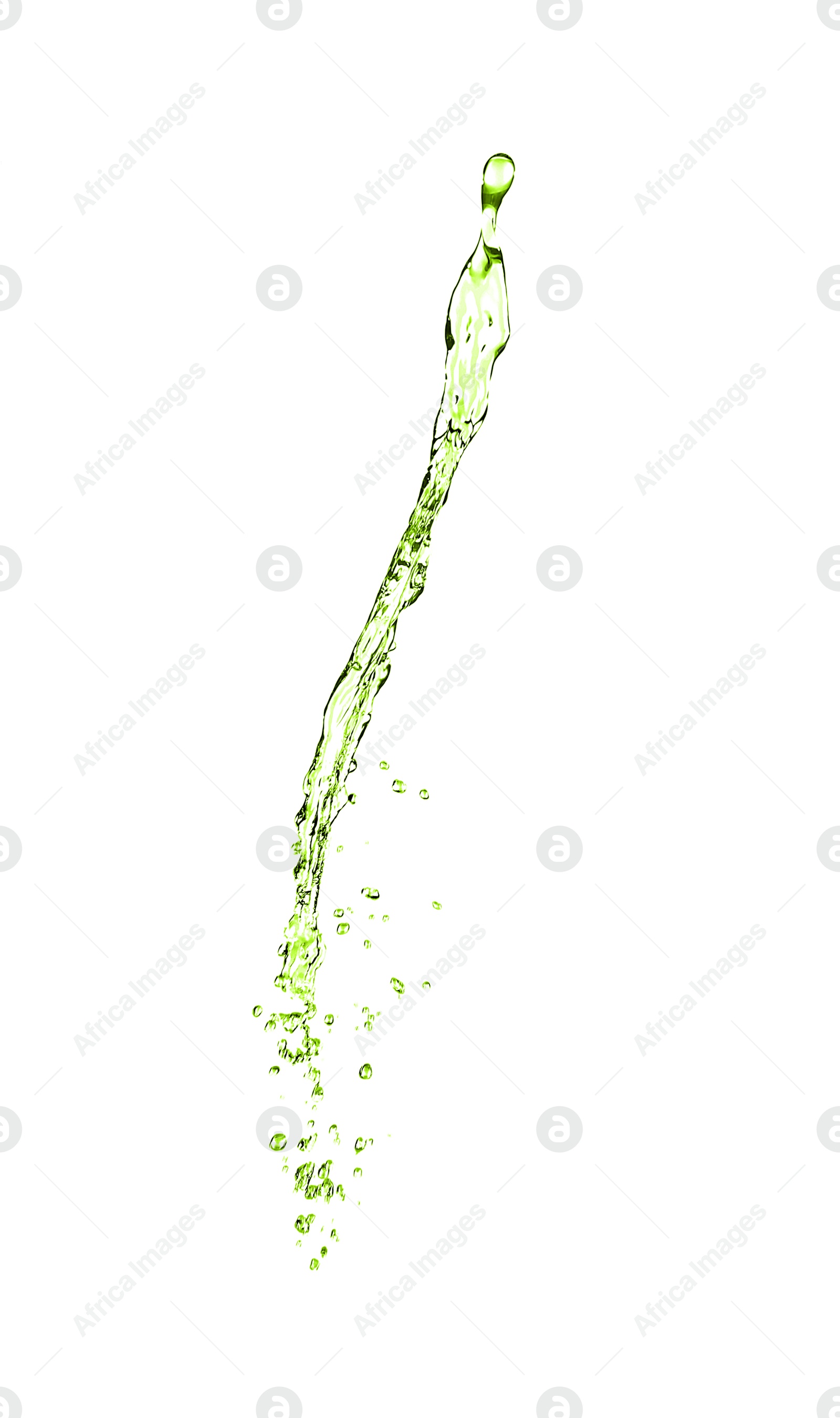 Splash of green water in air on white background Image of Splash of green water in air on white background