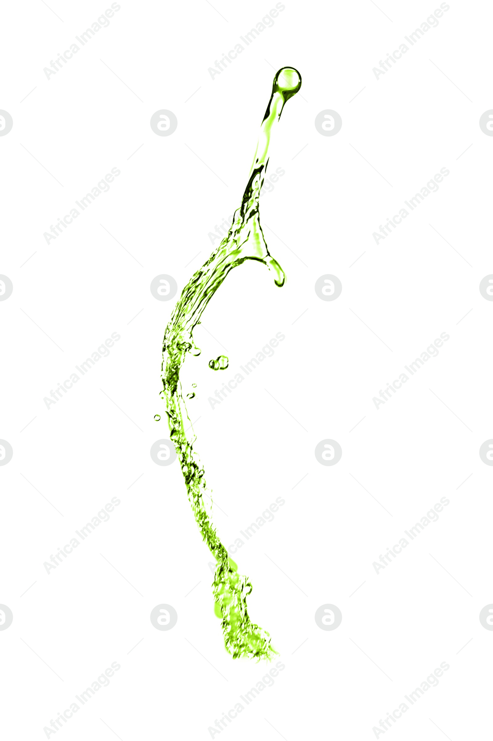 Splash of green water in air on white background Image of Splash of green water in air on white background