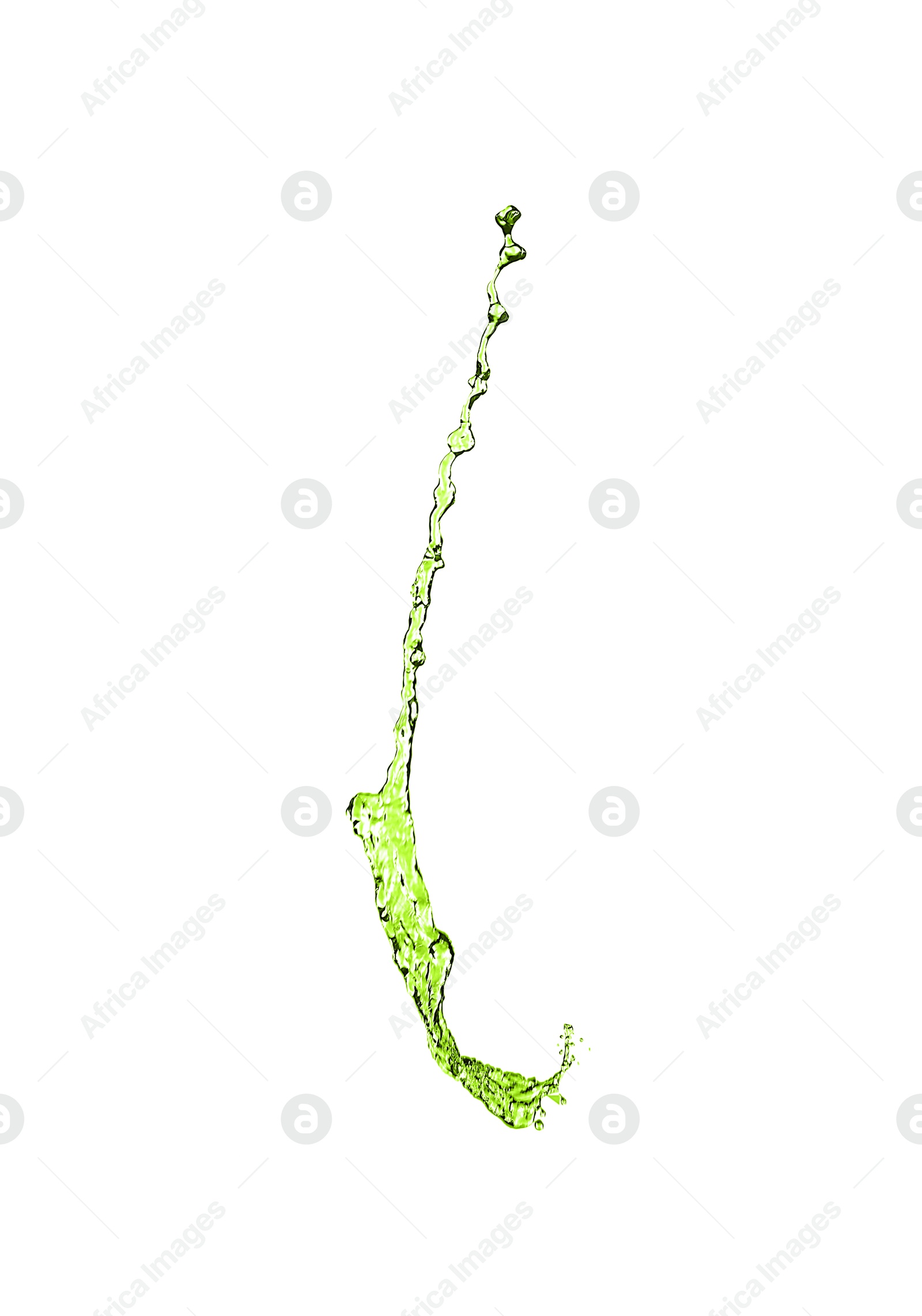 Splash of green water in air on white background Image of Splash of green water in air on white background