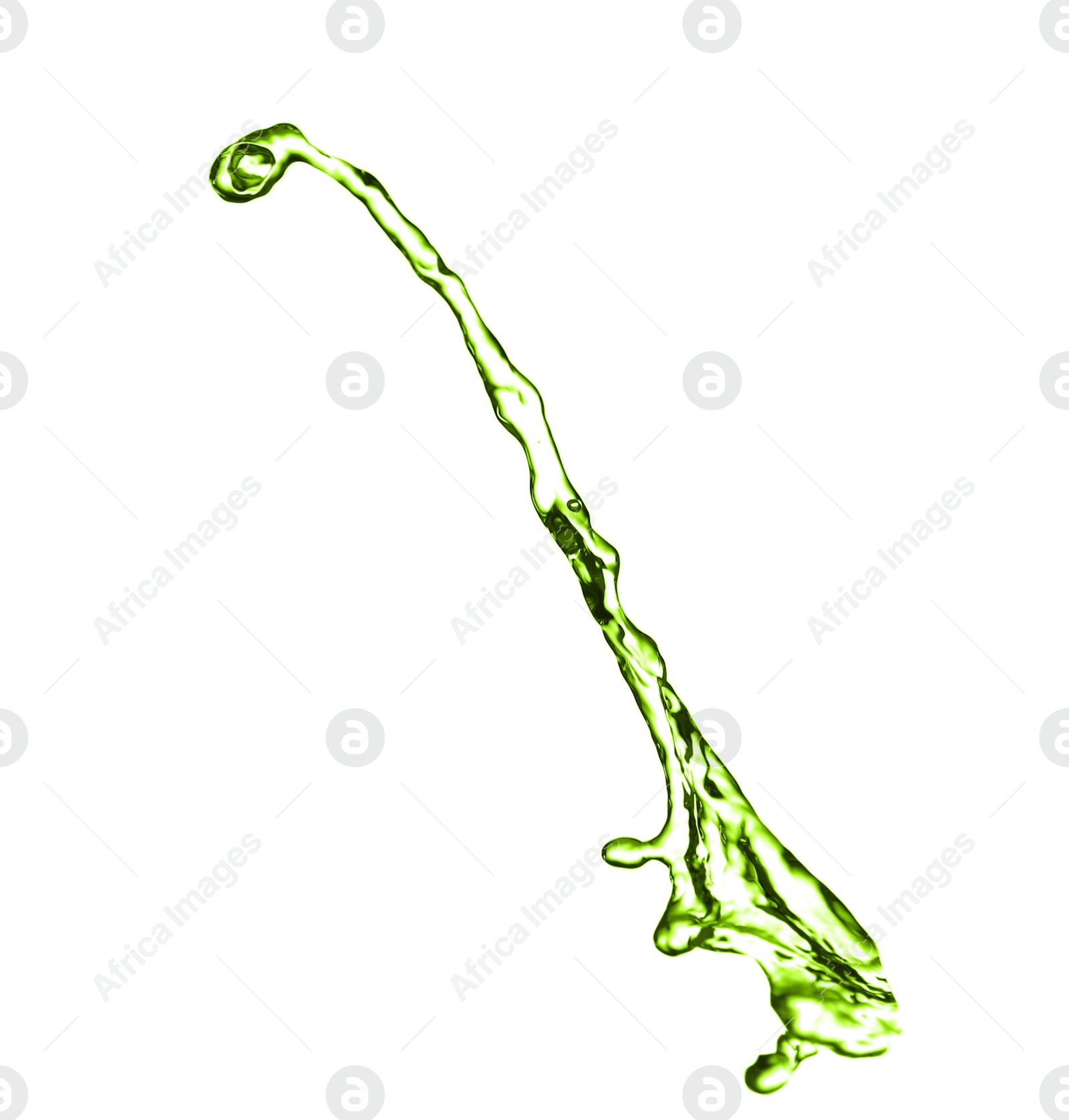 Splash of green water in air on white background Image of Splash of green water in air on white background