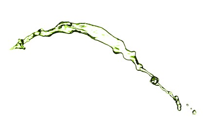 Image of Splash of green water in air on white background