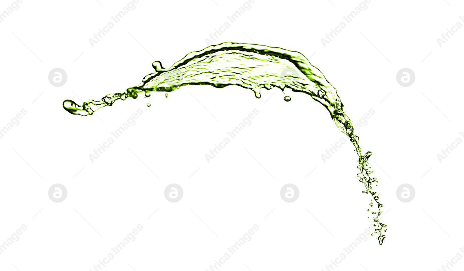 Splash of green water in air on white background Image of Splash of green water in air on white background