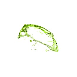 Image of Splash of green water in air on white background