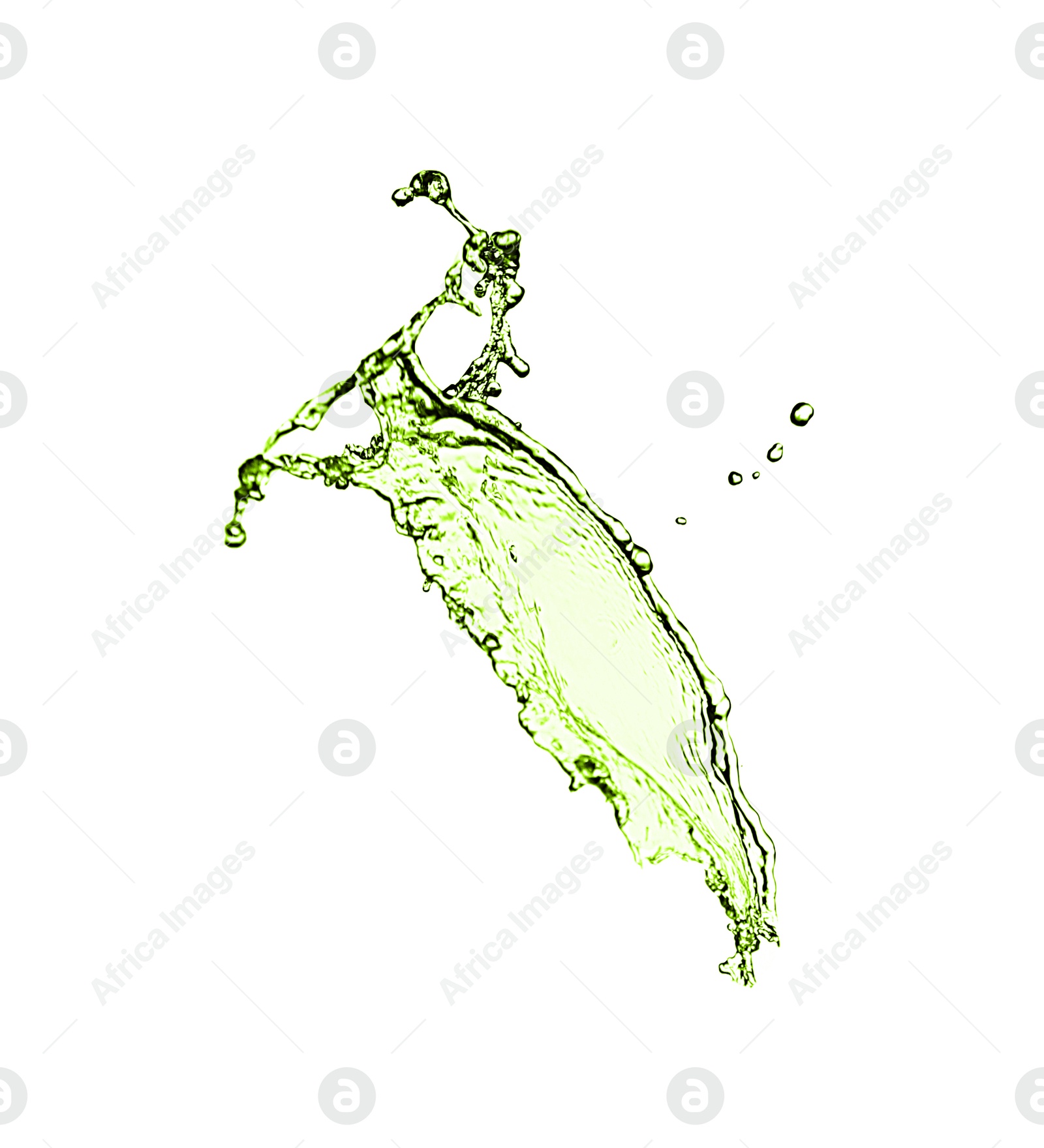 Splash of green water in air on white background Image of Splash of green water in air on white background