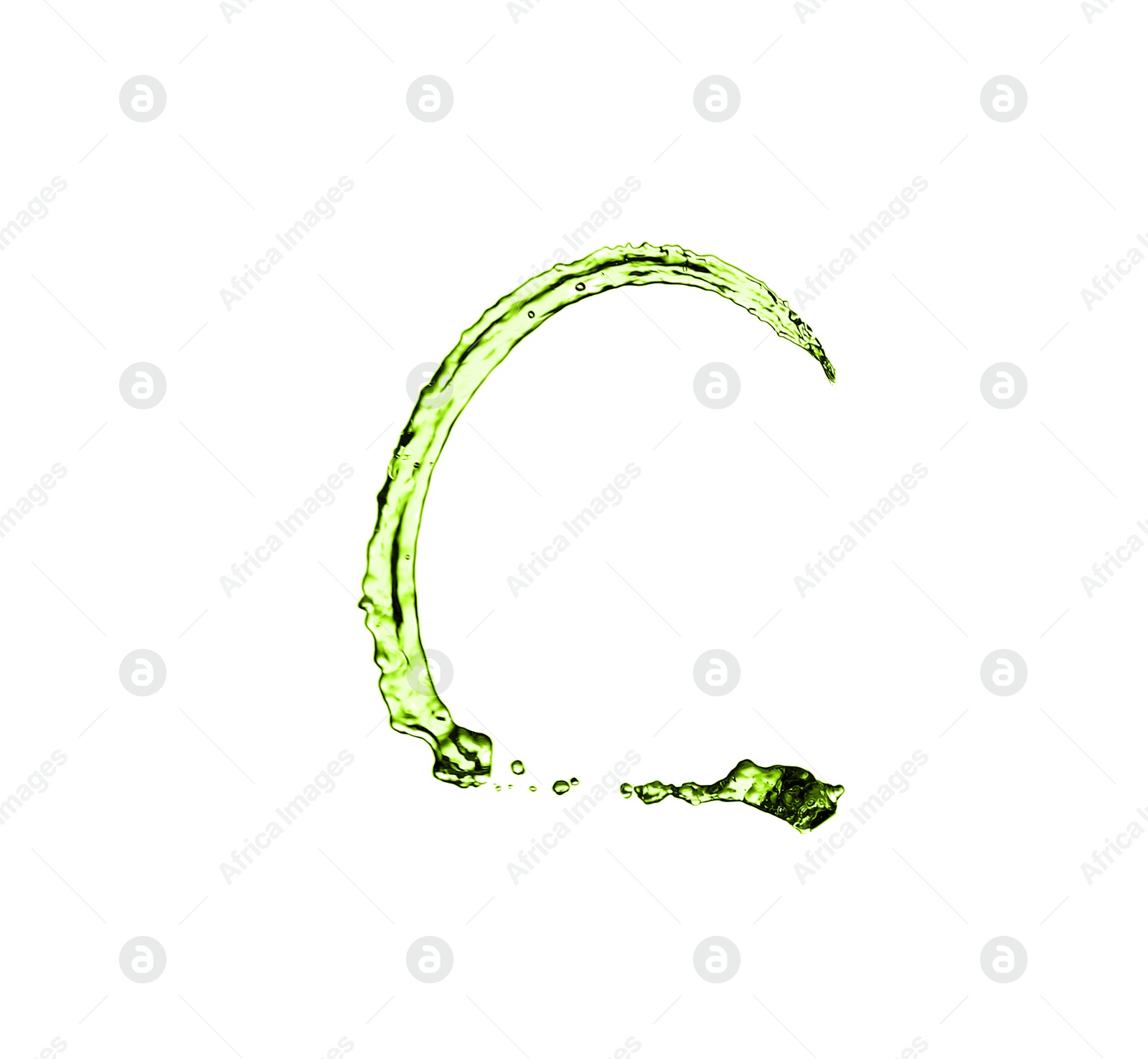 Splash of green water in air on white background Image of Splash of green water in air on white background