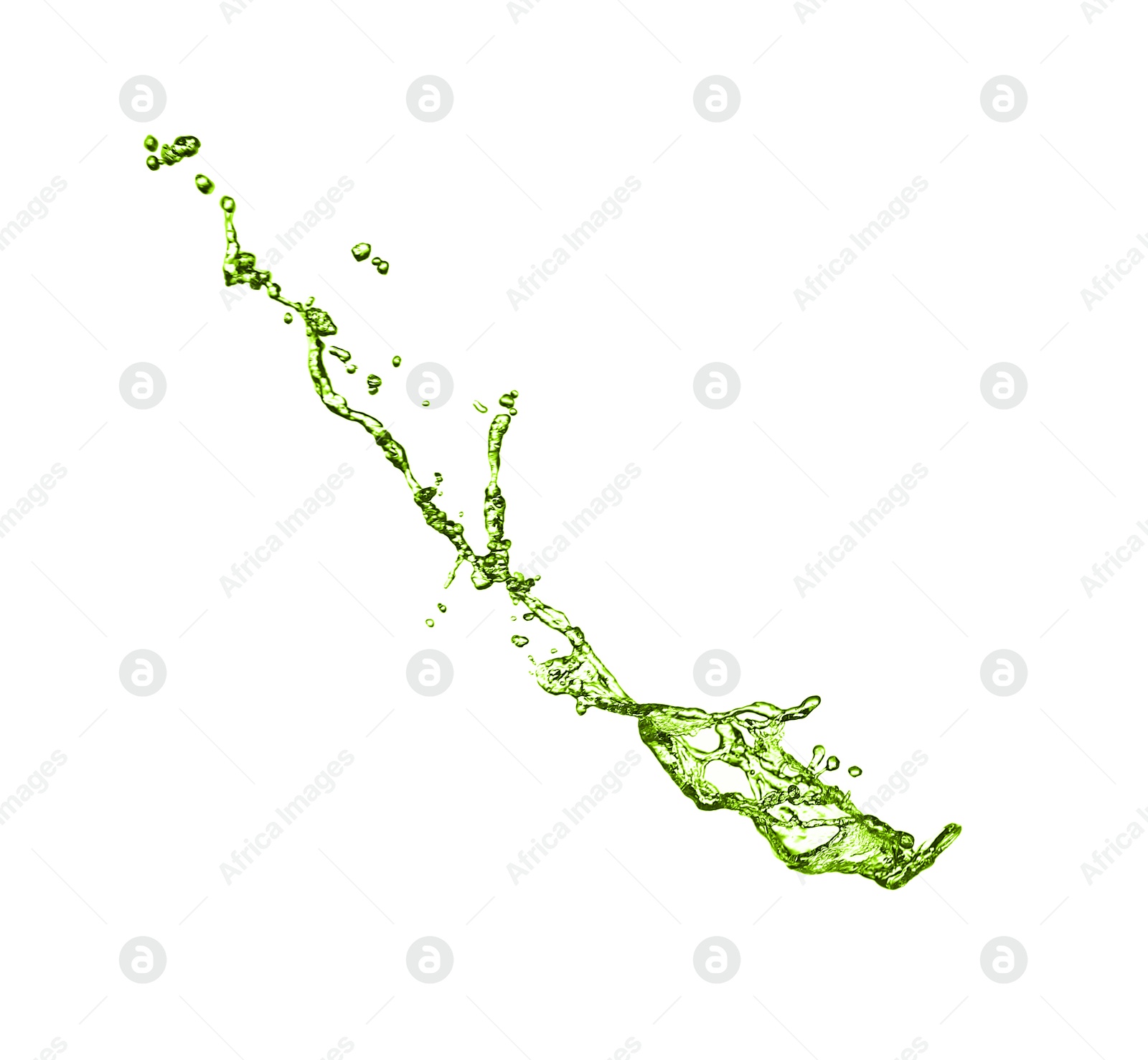 Splash of green water in air on white background Image of Splash of green water in air on white background