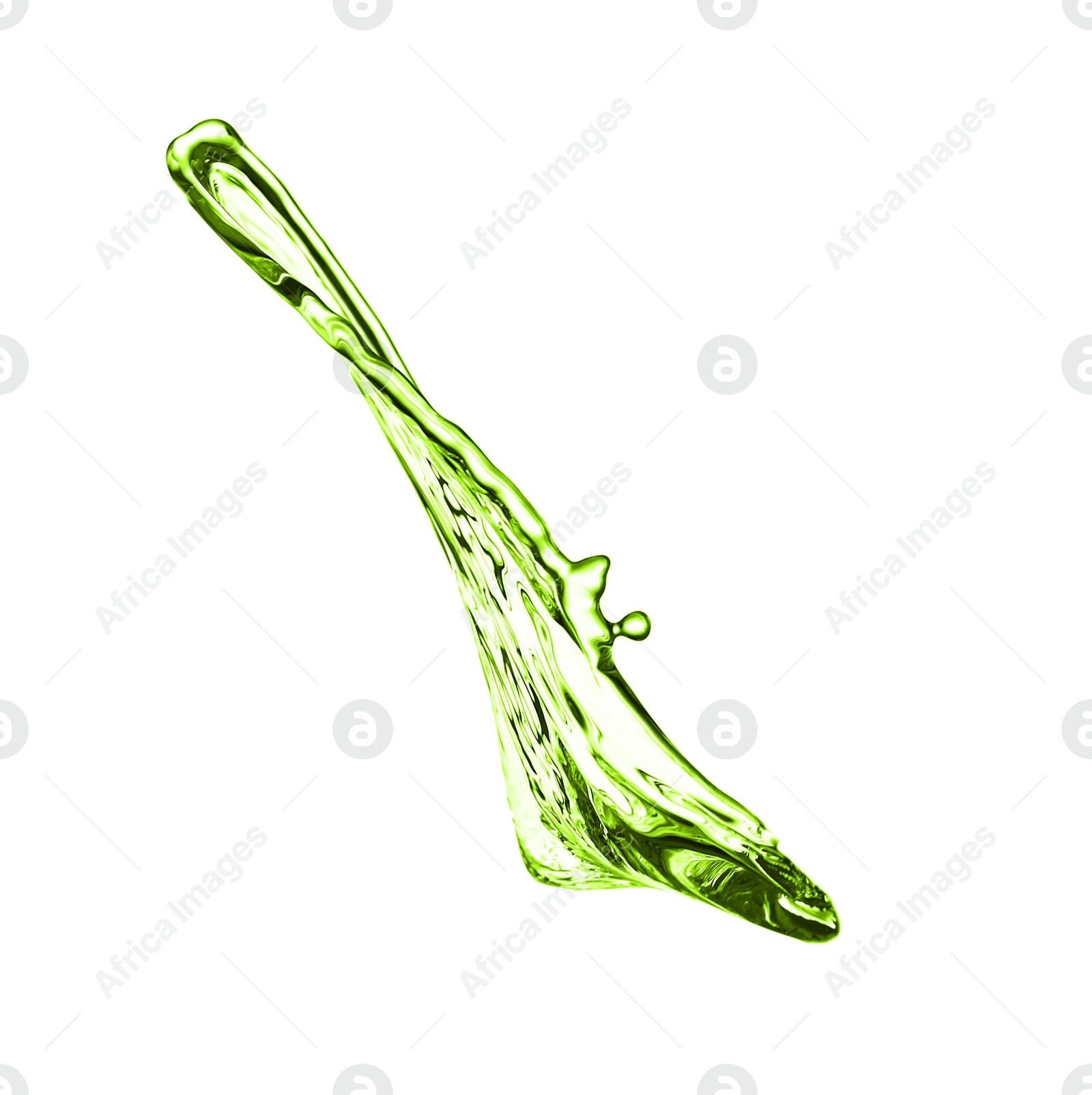 Splash of green water in air on white background Image of Splash of green water in air on white background