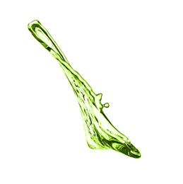 Image of Splash of green water in air on white background