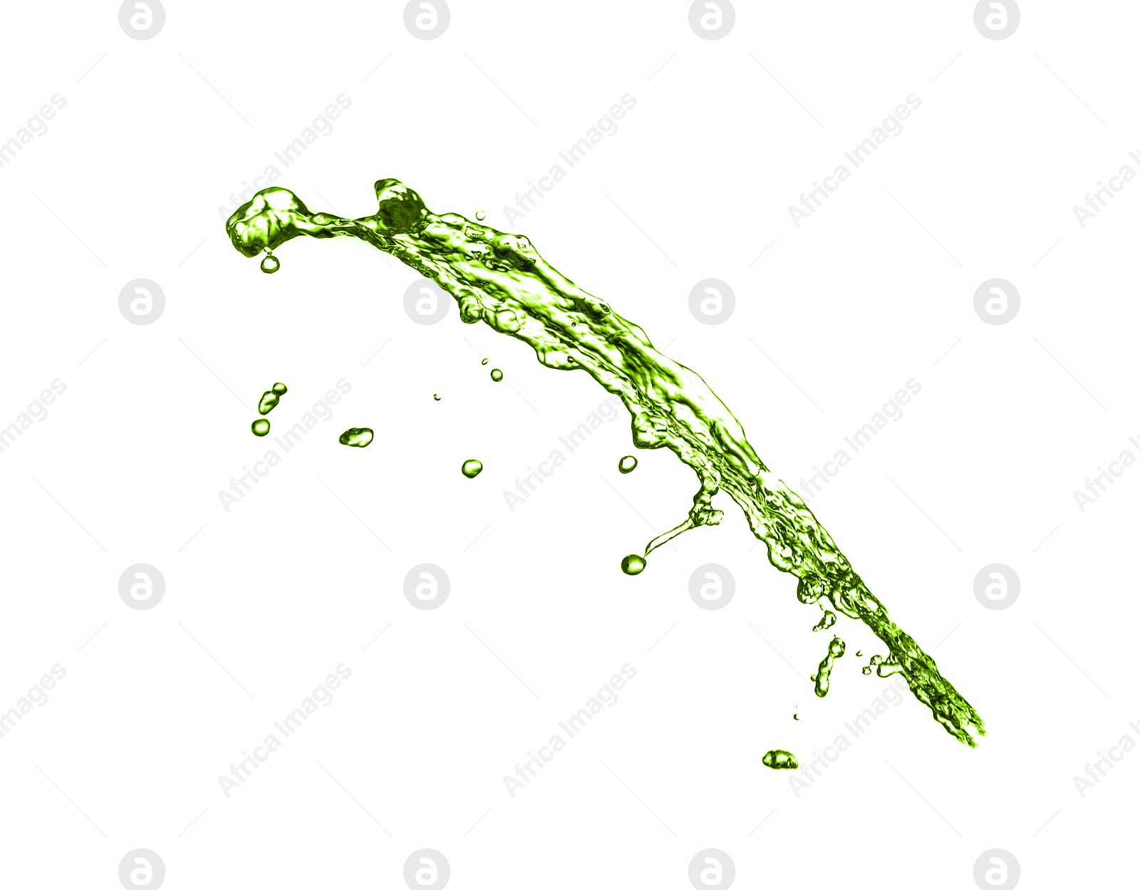Splash of green water in air on white background Image of Splash of green water in air on white background