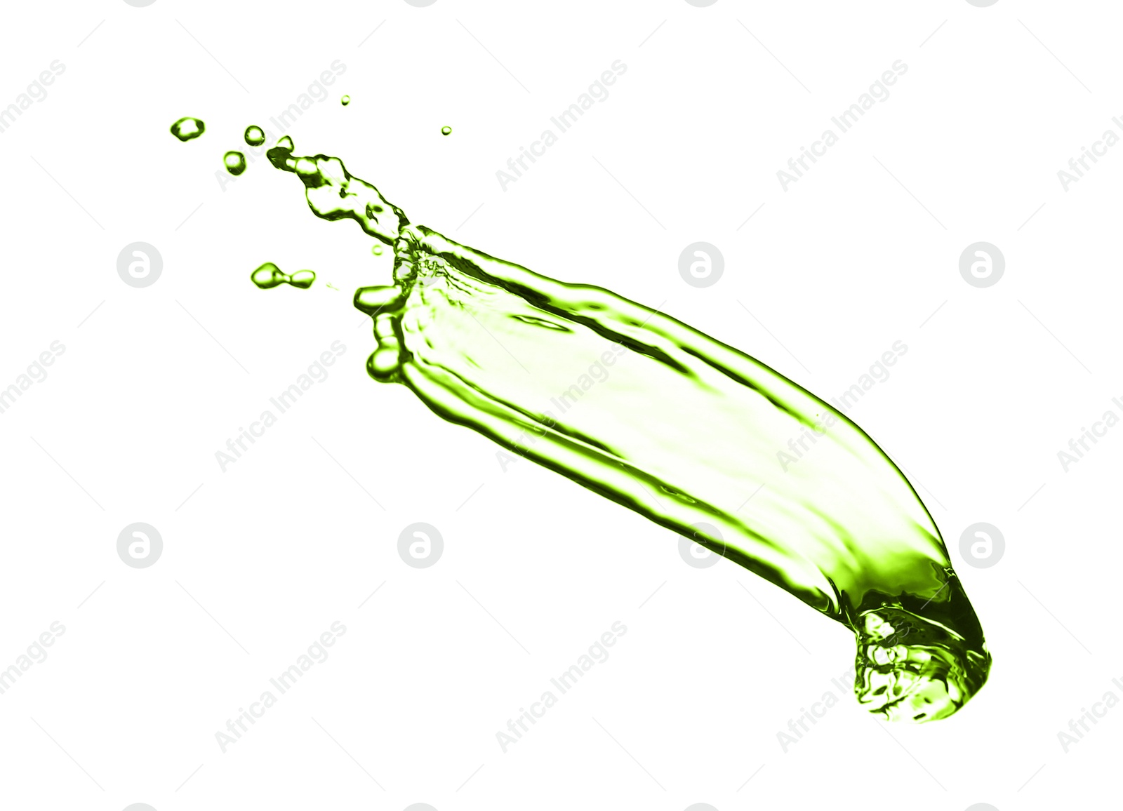 Splash of green water in air on white background Image of Splash of green water in air on white background