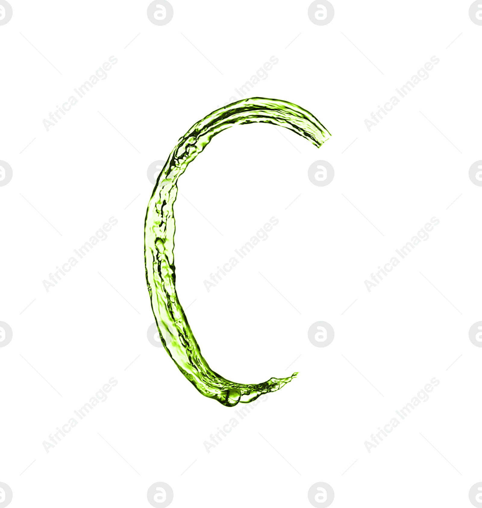 Splash of green water in air on white background Image of Splash of green water in air on white background