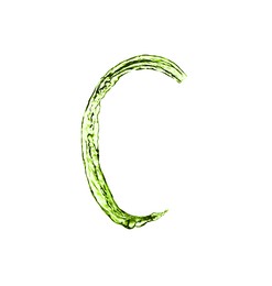 Image of Splash of green water in air on white background