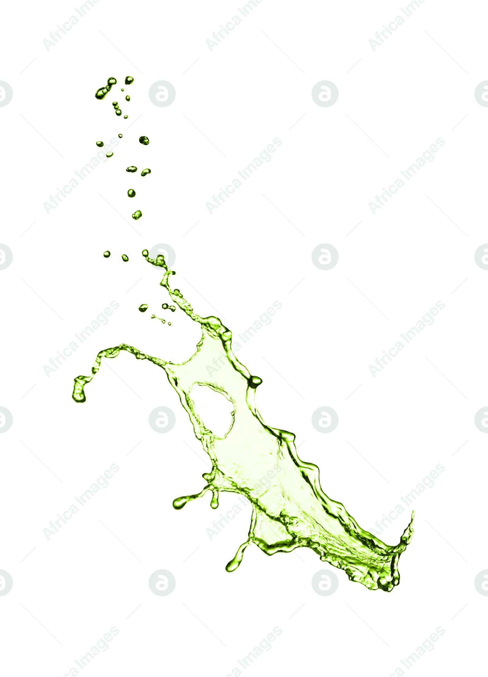 Splash of green water in air on white background Image of Splash of green water in air on white background