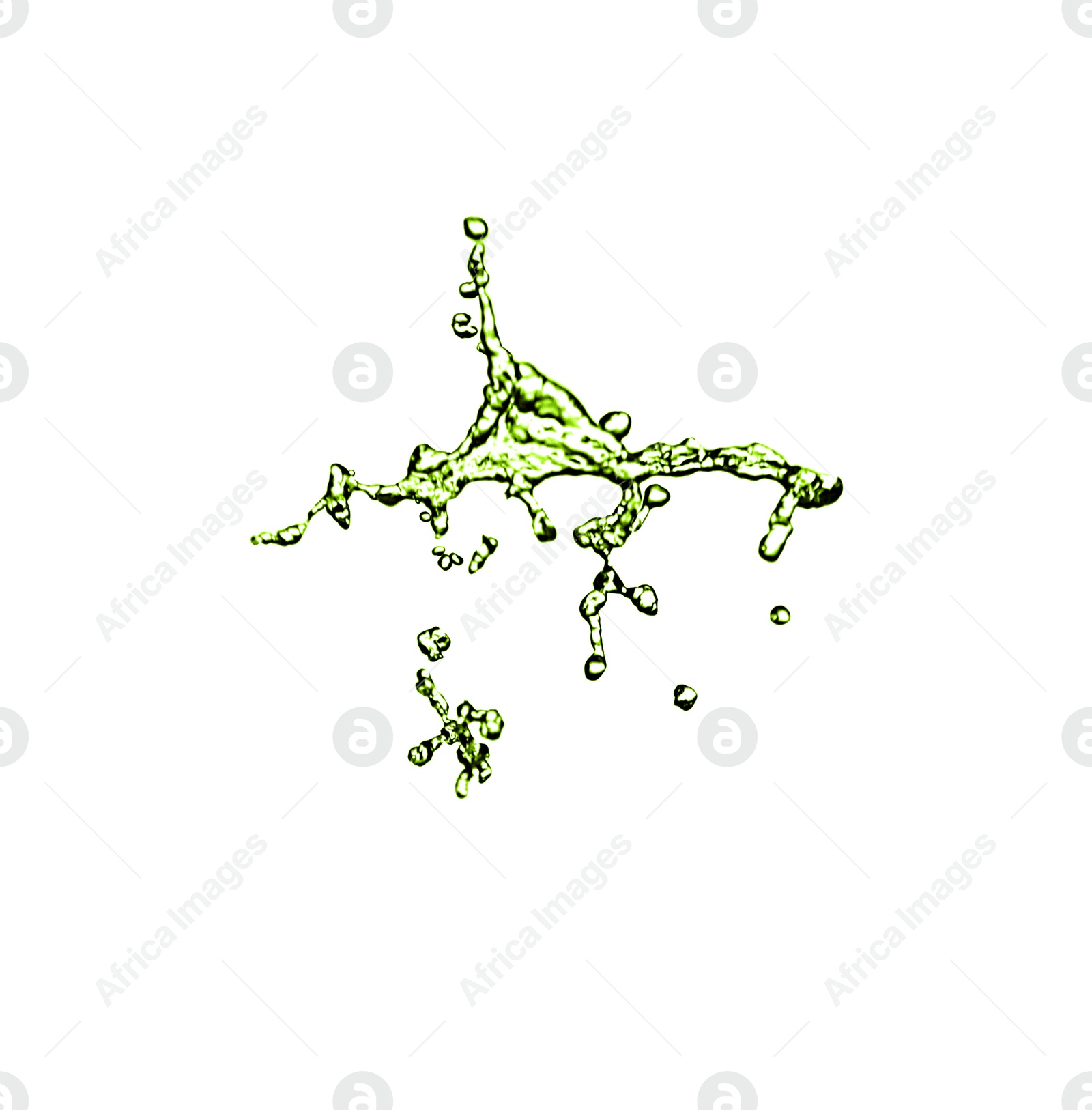 Splash of green water in air on white background Image of Splash of green water in air on white background