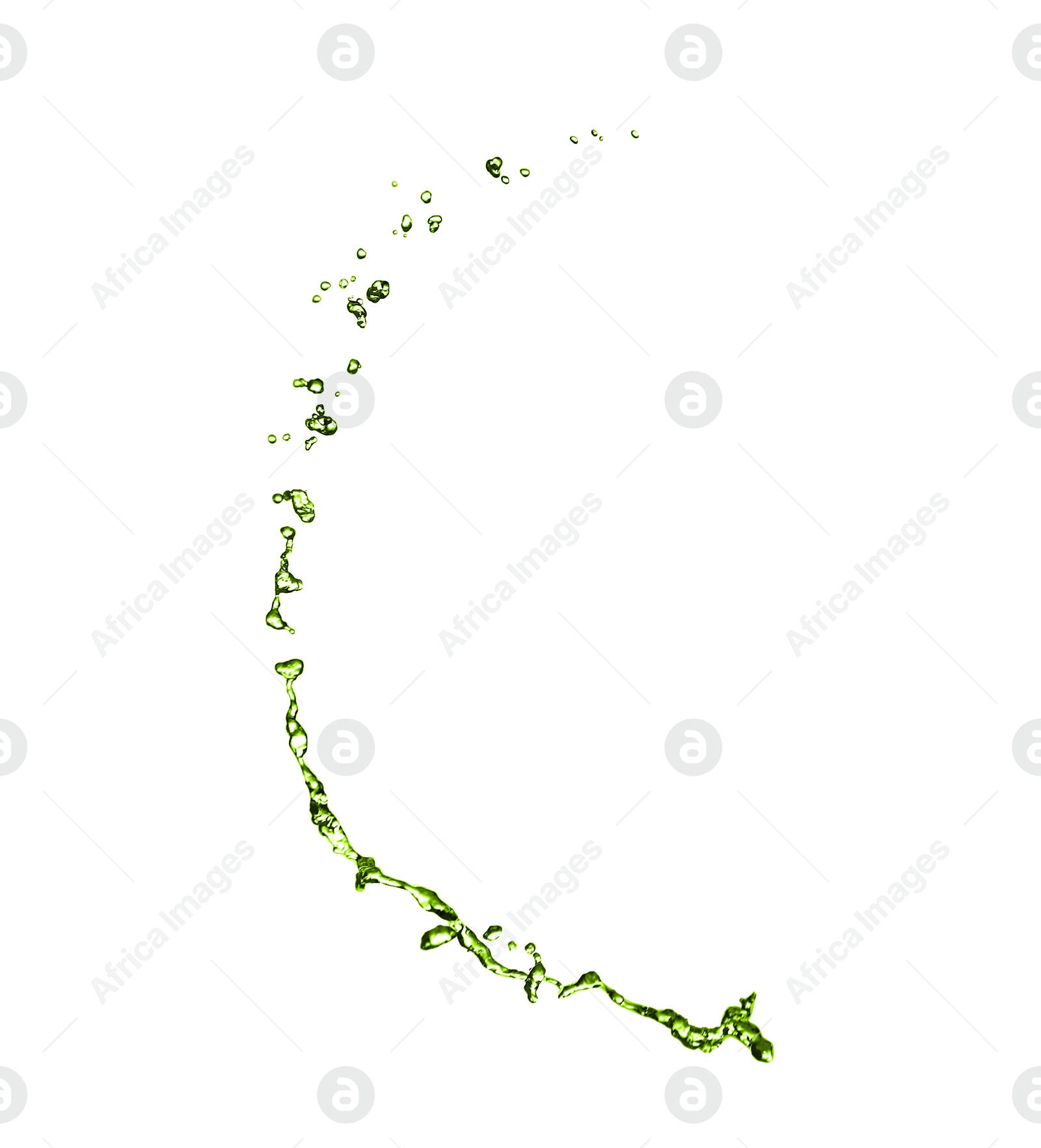 Splash of green water in air on white background Image of Splash of green water in air on white background