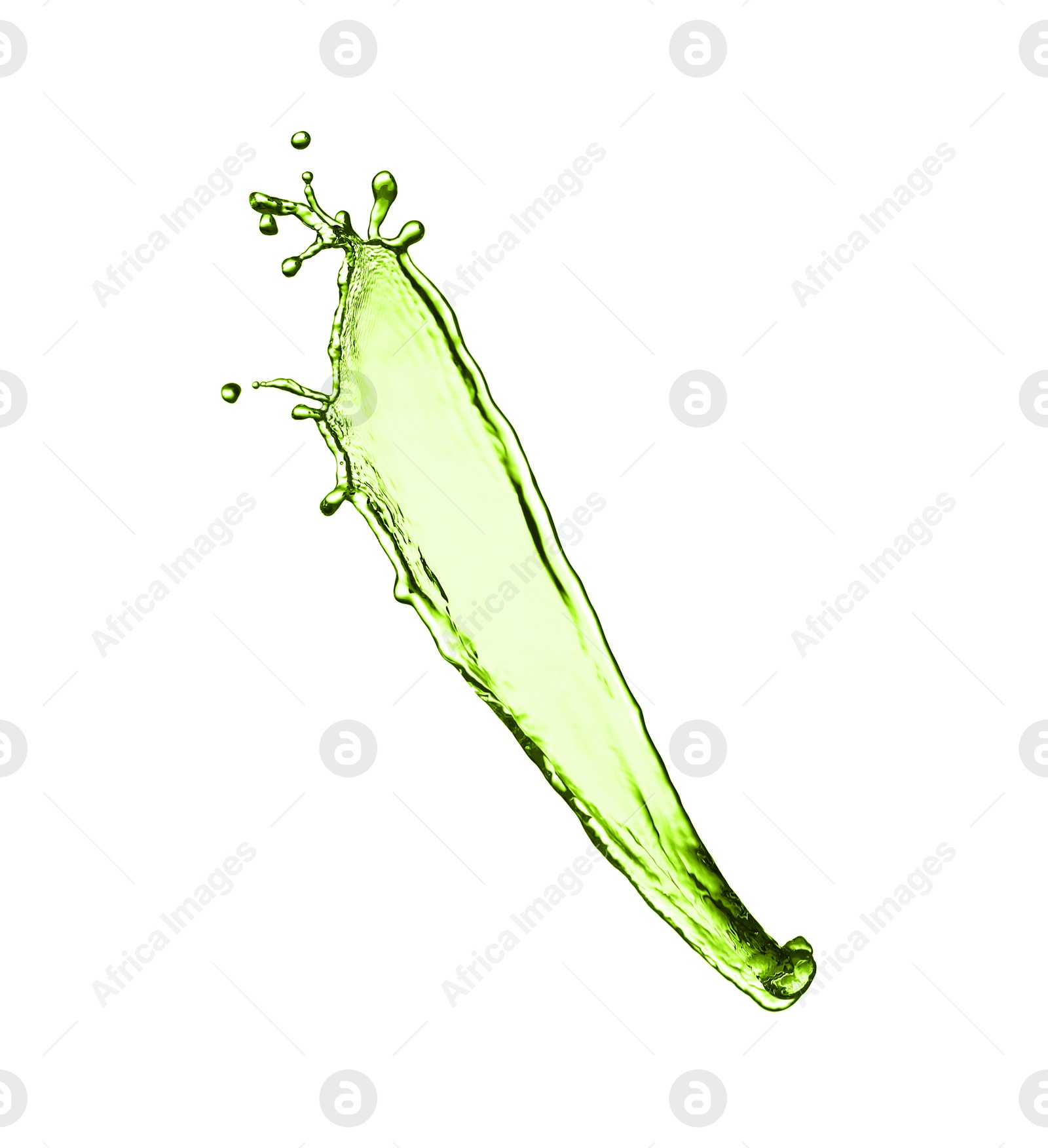 Splash of green water in air on white background Image of Splash of green water in air on white background