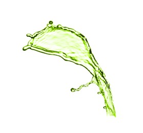 Splash of green water in air on white background