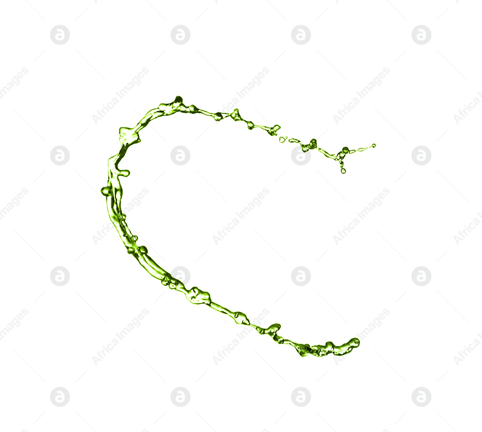 Splash of green water in air on white background Image of Splash of green water in air on white background