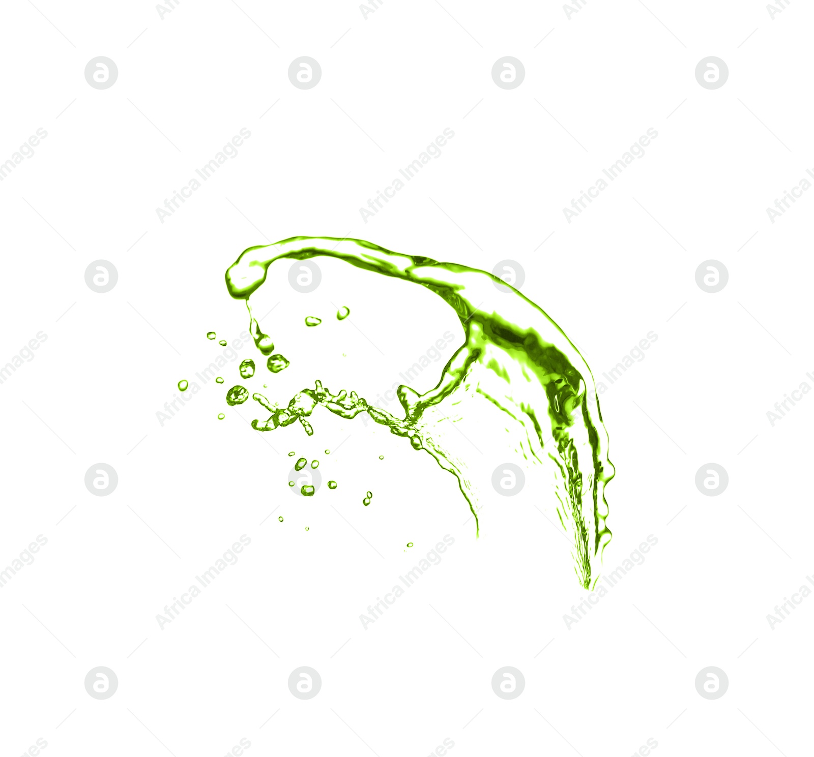 Splash of green water in air on white background Image of Splash of green water in air on white background