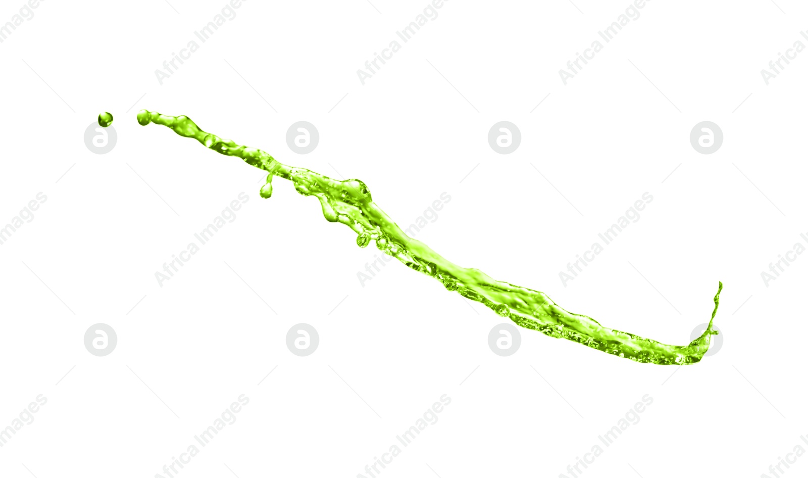 Splash of green water in air on white background Image of Splash of green water in air on white background