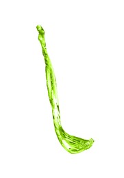 Image of Splash of green water in air on white background