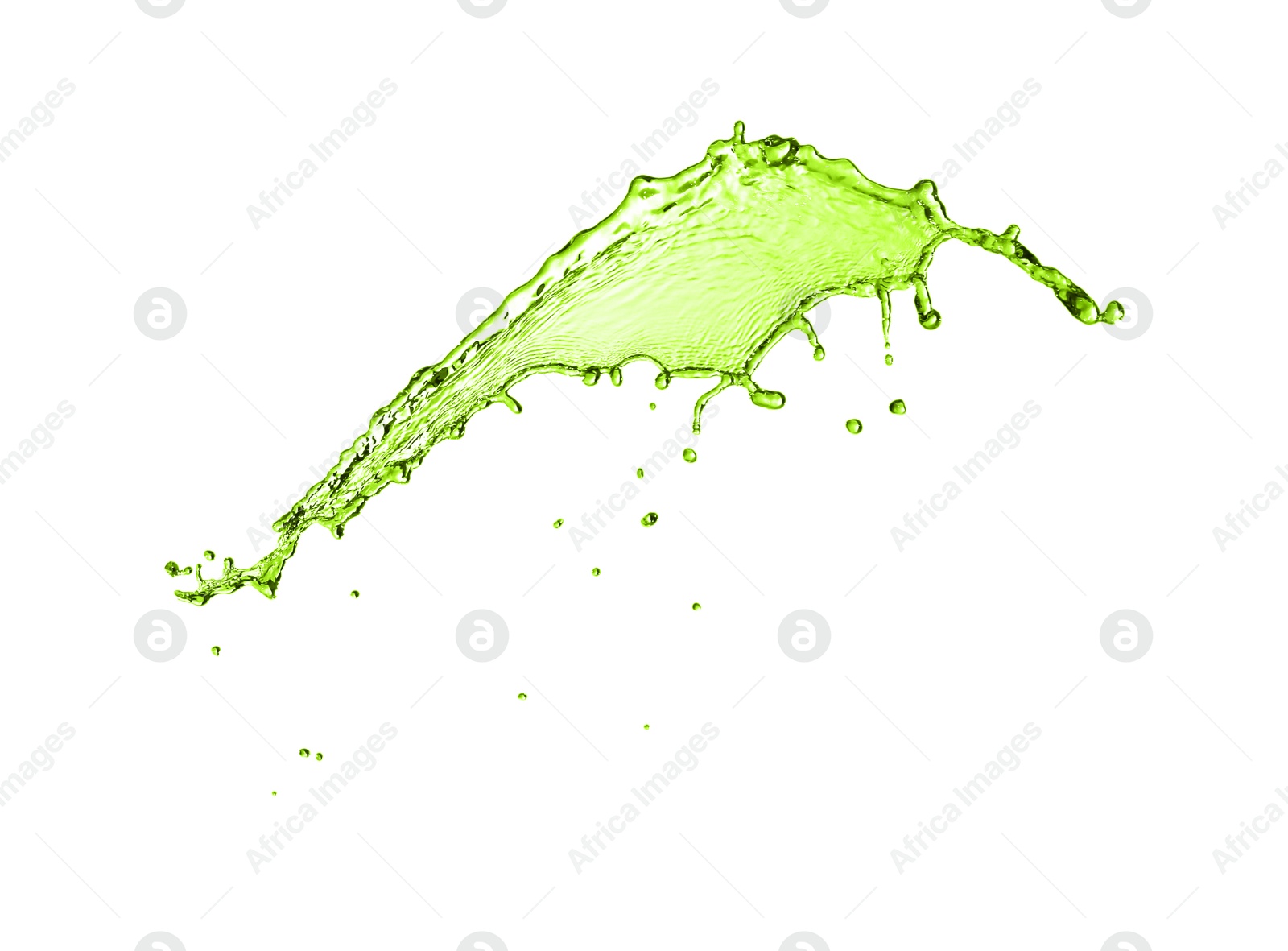 Splash of green water in air on white background Image of Splash of green water in air on white background