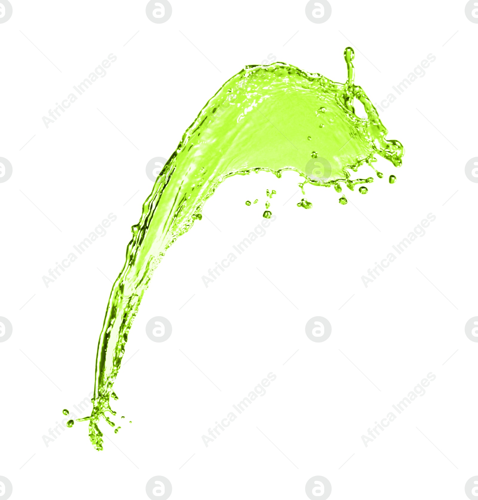 Splash of green water in air on white background Image of Splash of green water in air on white background
