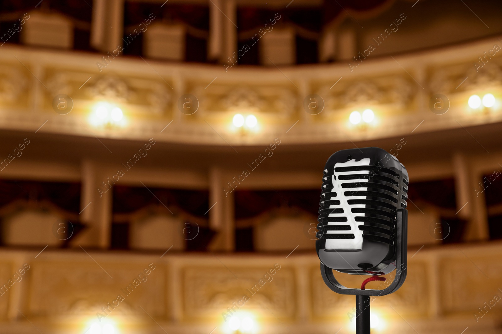 Microphone on stage in concert hall. Singer's performance Image of Microphone on stage in concert hall. Singer's performance