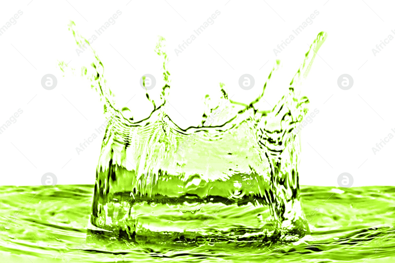 Beautiful green water splashing against white background Image of Beautiful green water splashing against white background