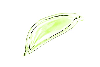 Image of Splash of green water in air on white background