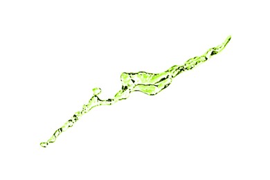Image of Splash of green water in air on white background