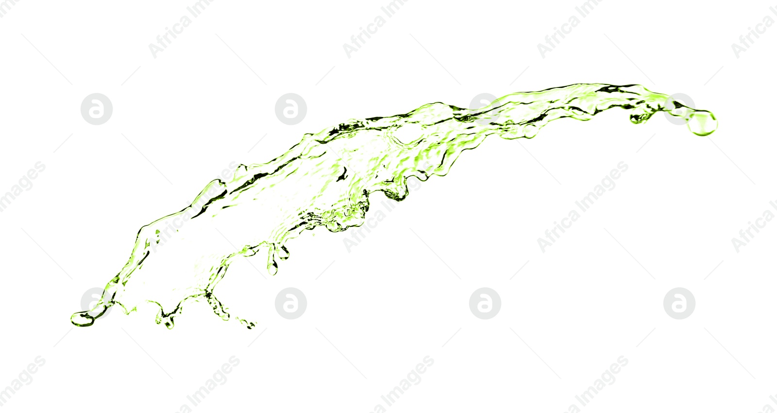 Splash of green water in air on white background Image of Splash of green water in air on white background
