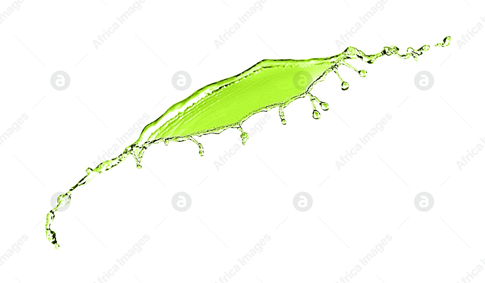 Splash of green water in air on white background Image of Splash of green water in air on white background