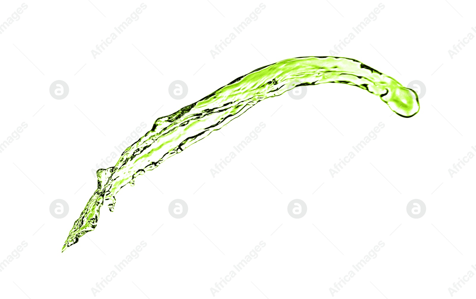 Splash of green water in air on white background Image of Splash of green water in air on white background