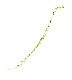 Image of Splash of green water in air on white background